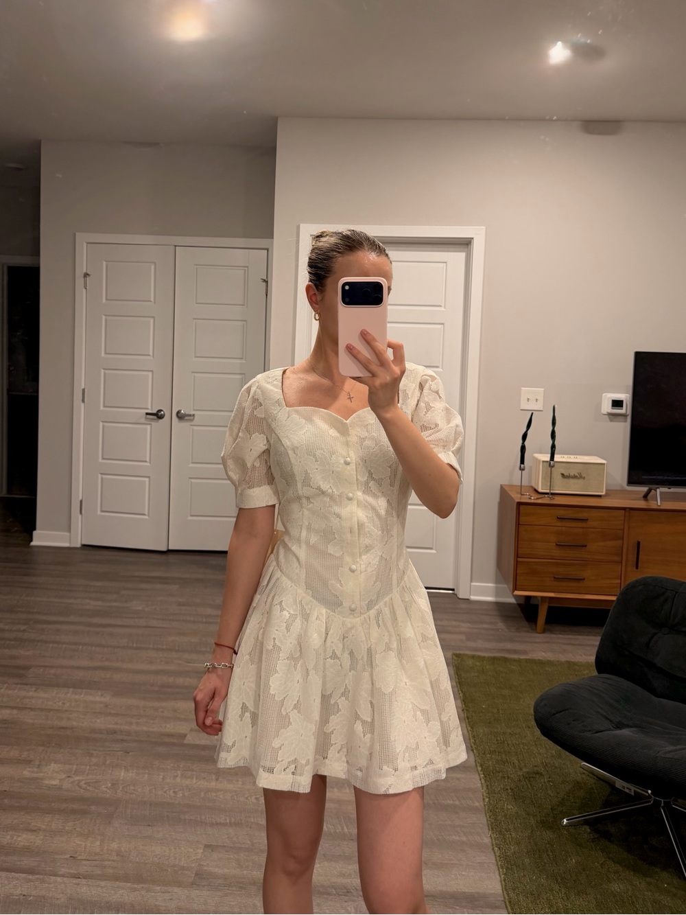 Arose Studio White Floral Lace Corset Mini Dress NWT Size Small Bridal Coquette